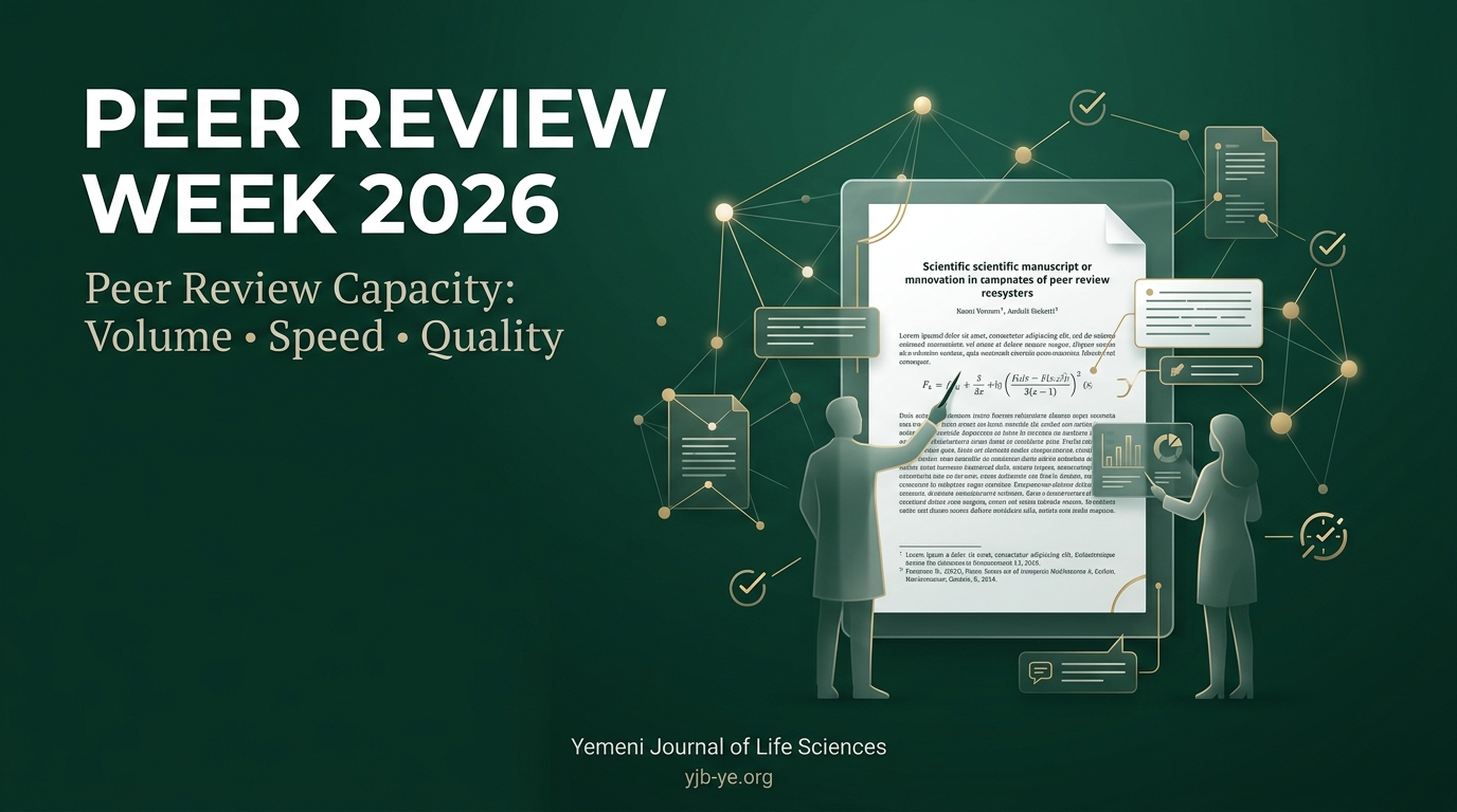 Peer Review Week 2026 feature image for the Yemeni Journal of Life Sciences